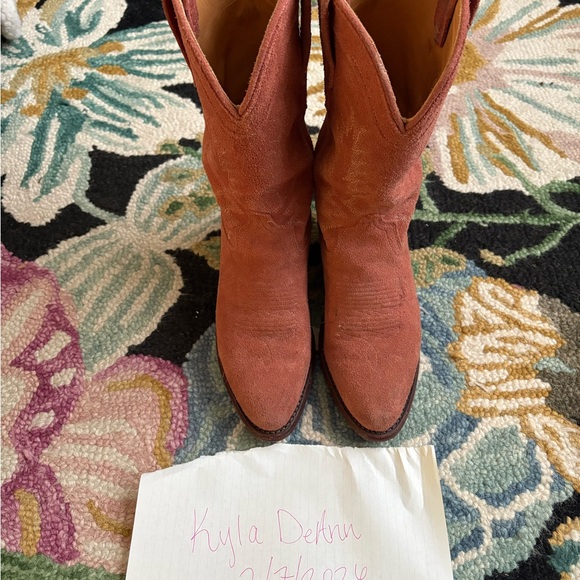 Tecovas Women's Heeled Boots in Coral Suede - Picture 3 of 3